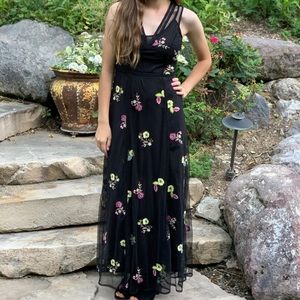 River Island Black Sheer Floral Maxi Dress